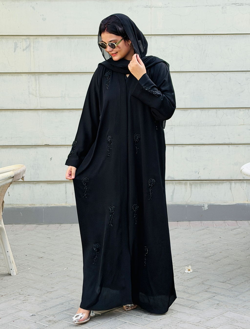 Elegant Black Floral Whisper Abaya