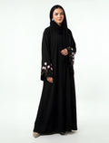 Black Embroidered Floral Abaya