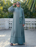 Elegant Pastel Blue Embroidered Abaya