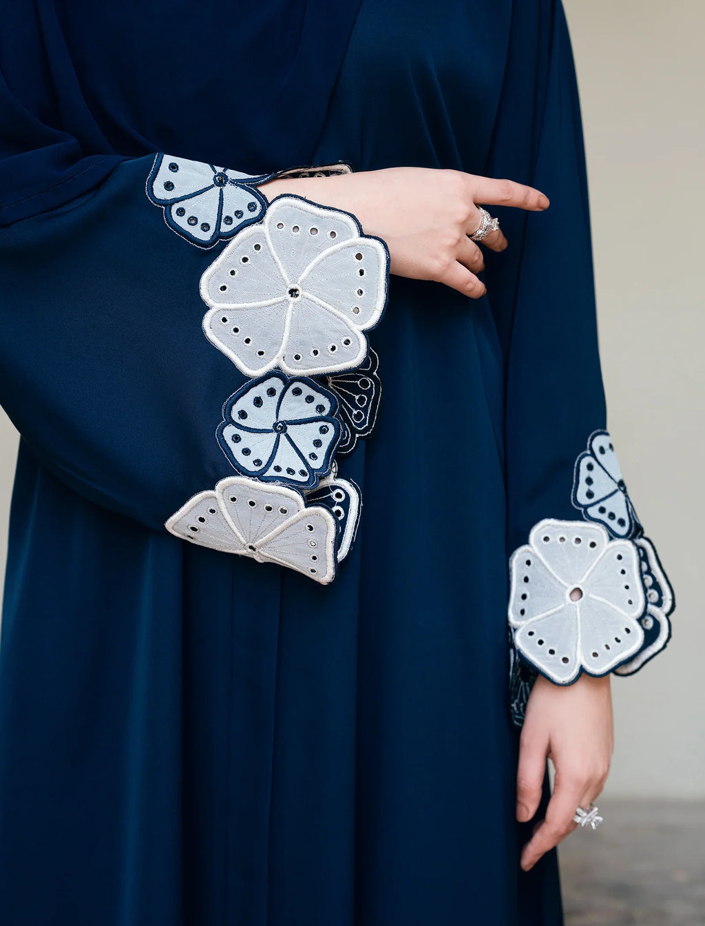 Noor Navy Embroidered Abaya