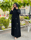 Elegant Black Olive Floral Whisper Abaya