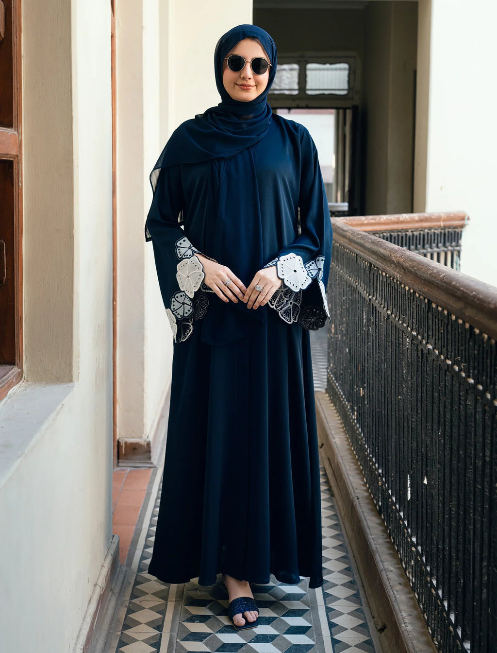 Noor Navy Embroidered Abaya