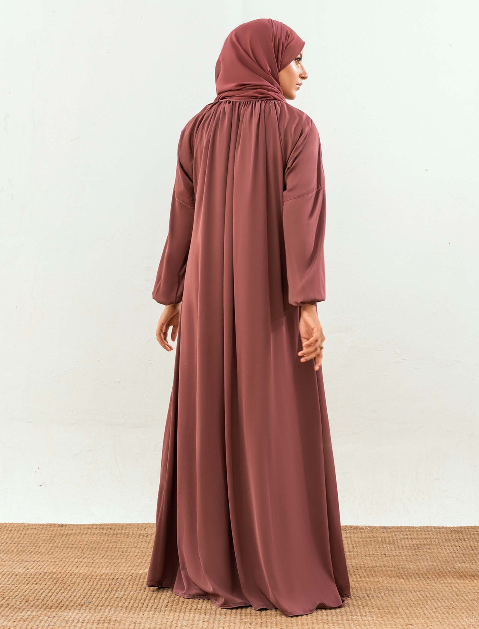 Mocha Grace Button-Front Abaya