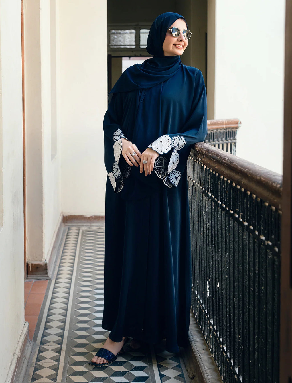 Noor Navy Embroidered Abaya