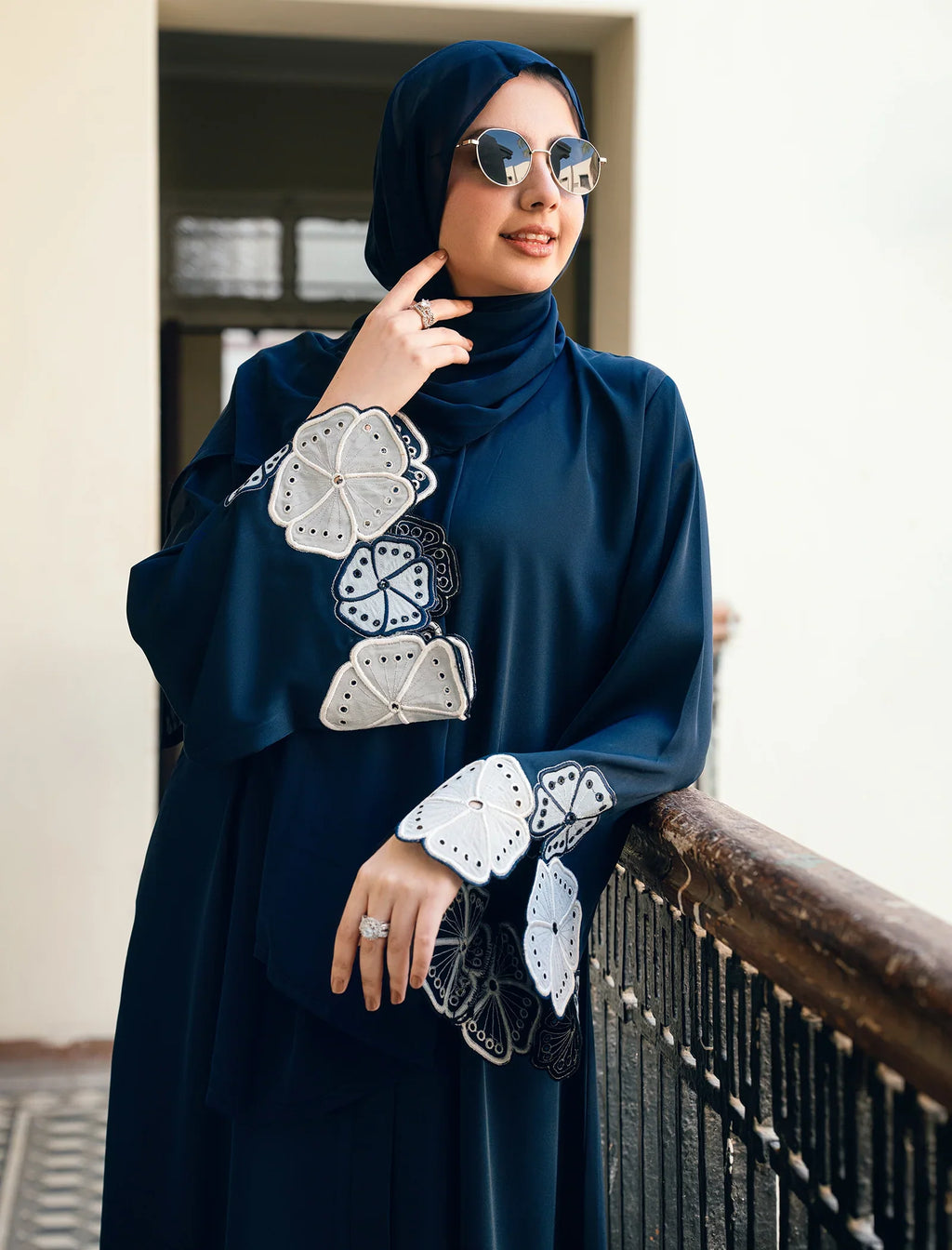 Noor Navy Embroidered Abaya