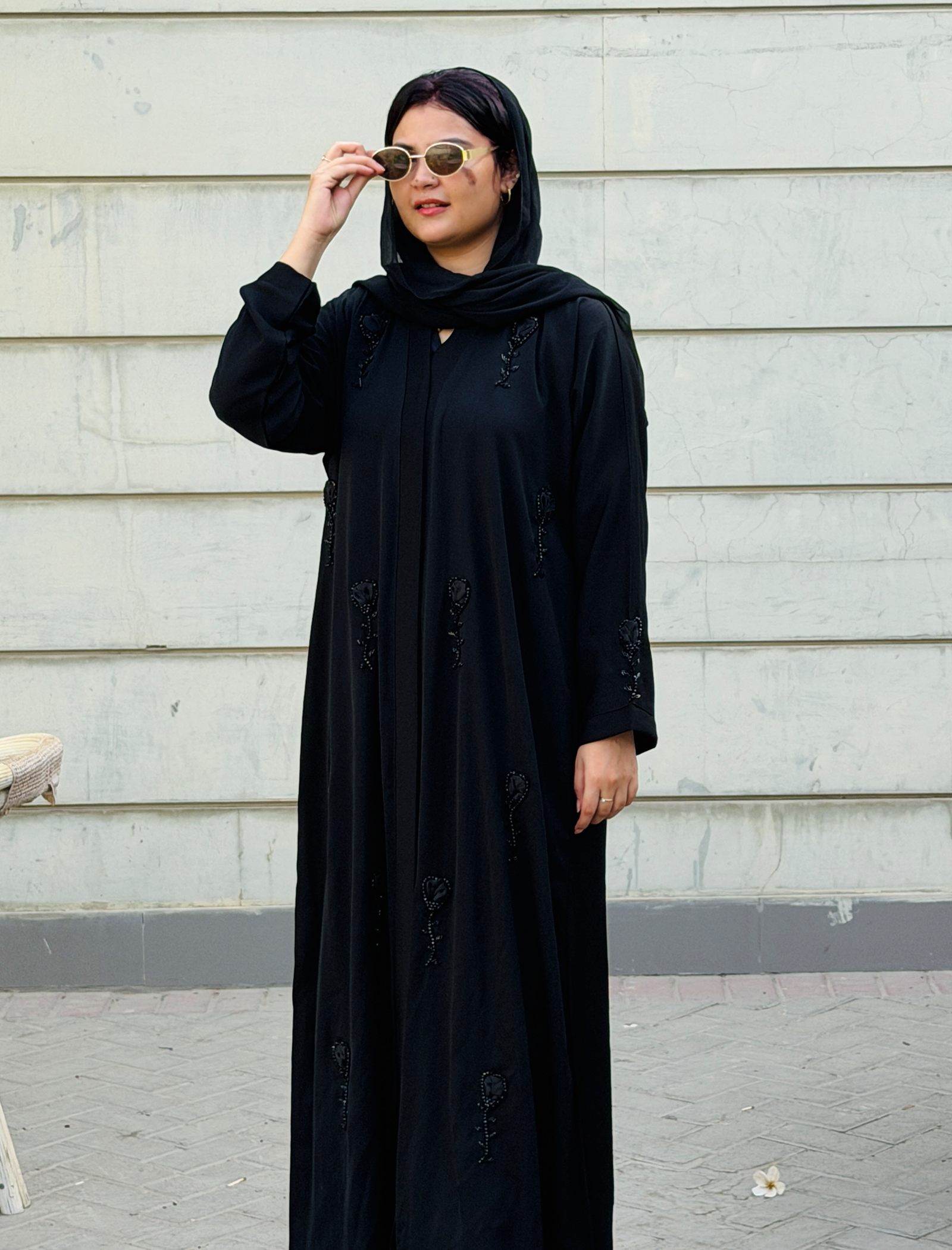 Elegant Black Floral Whisper Abaya