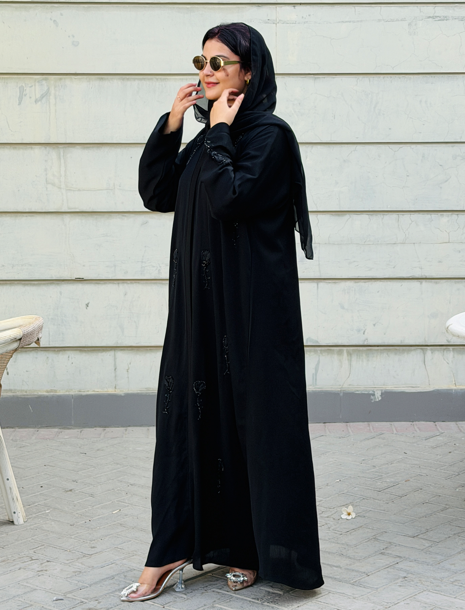 Elegant Black Floral Whisper Abaya