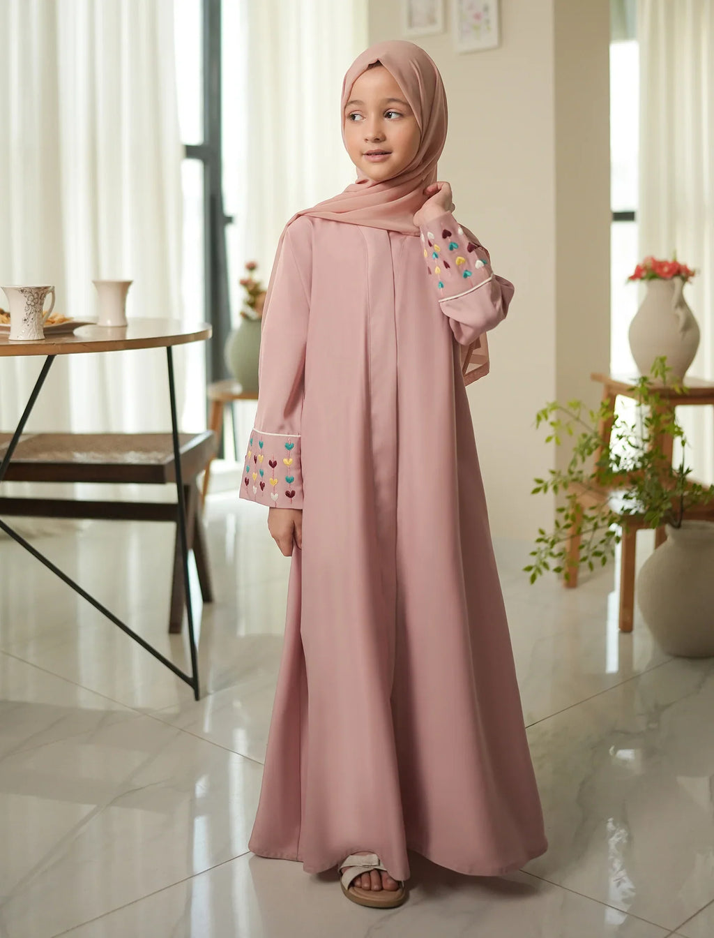 Blush Petal Charm Kids Abaya