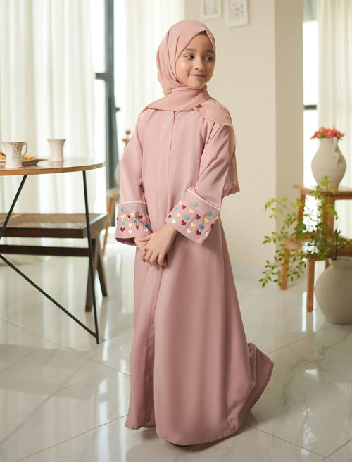 Blush Petal Charm Kids Abaya