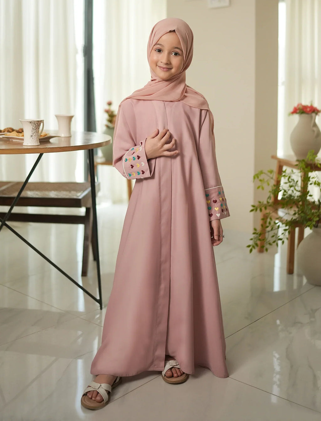 Blush Petal Charm Kids Abaya
