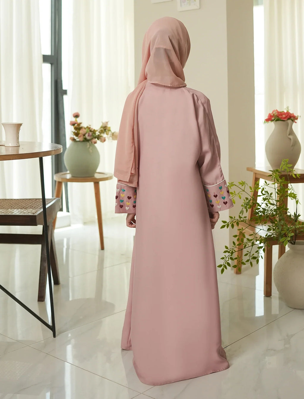 Blush Petal Charm Kids Abaya