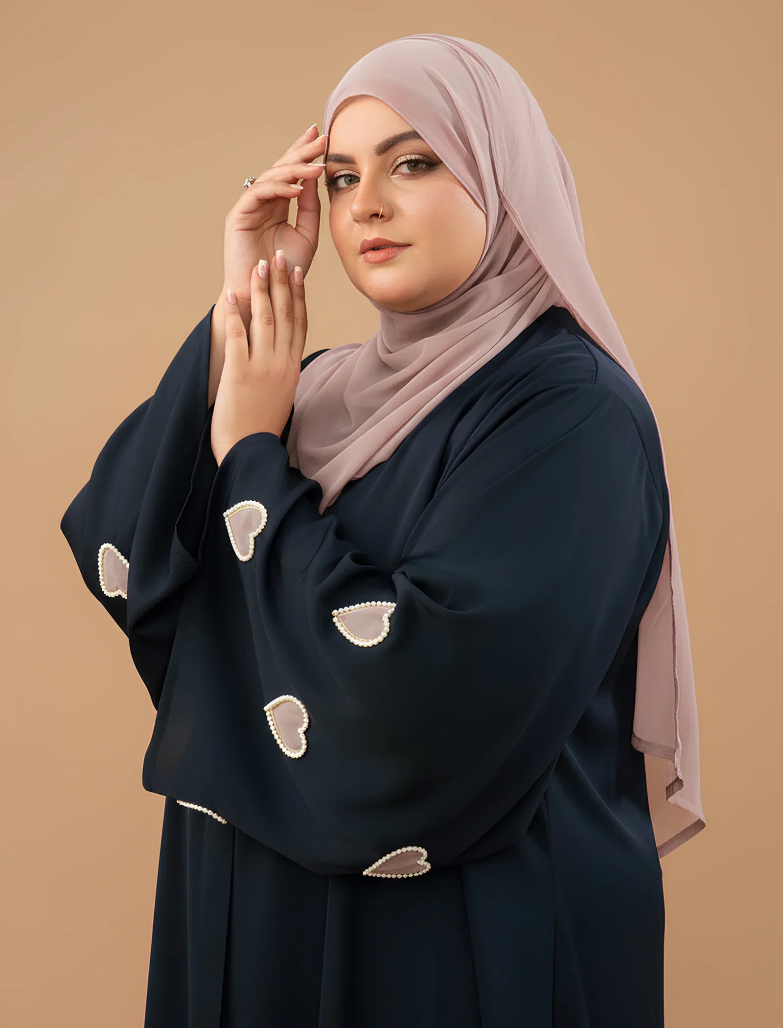 Heart-Embellished Abaya