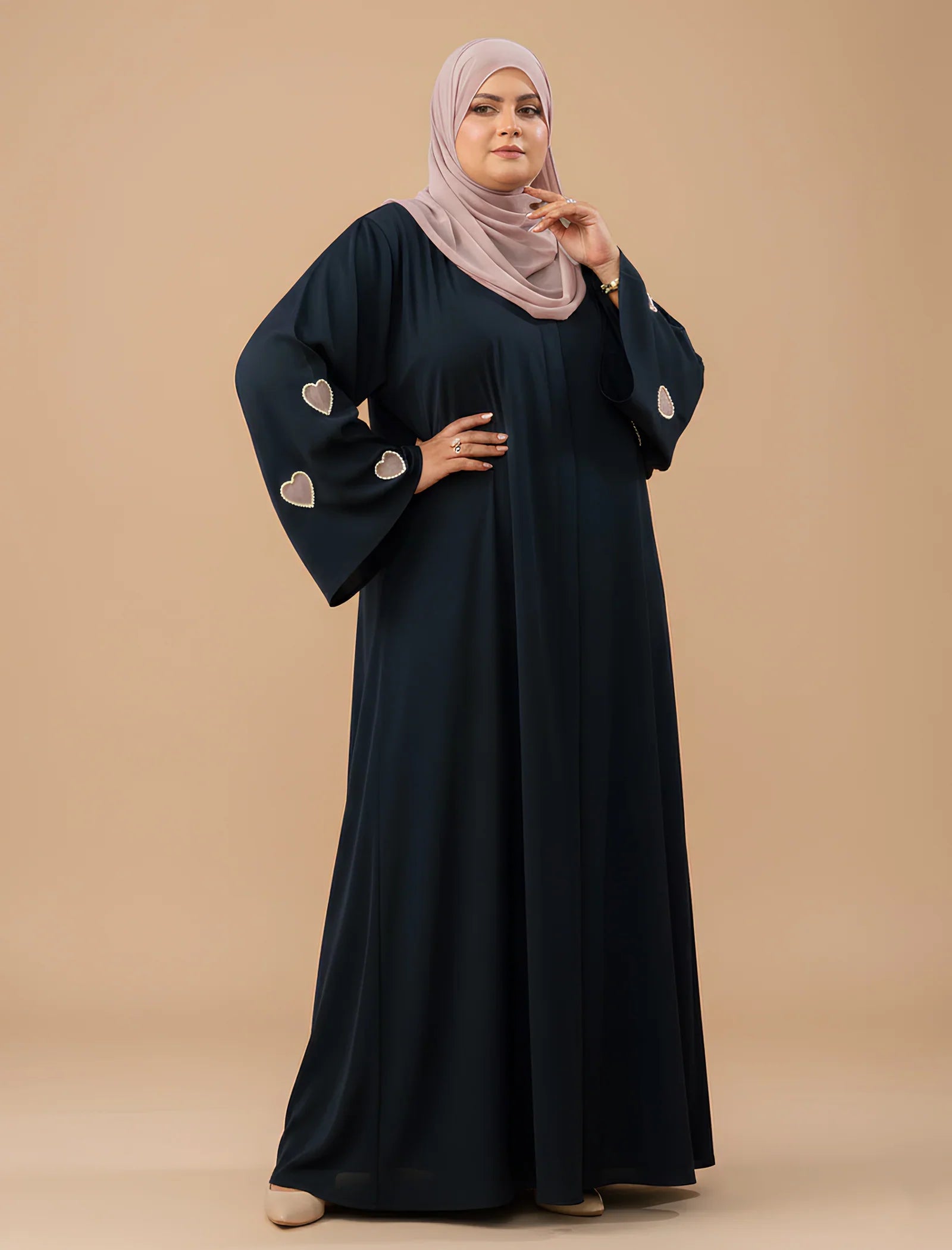 Heart-Embellished Abaya