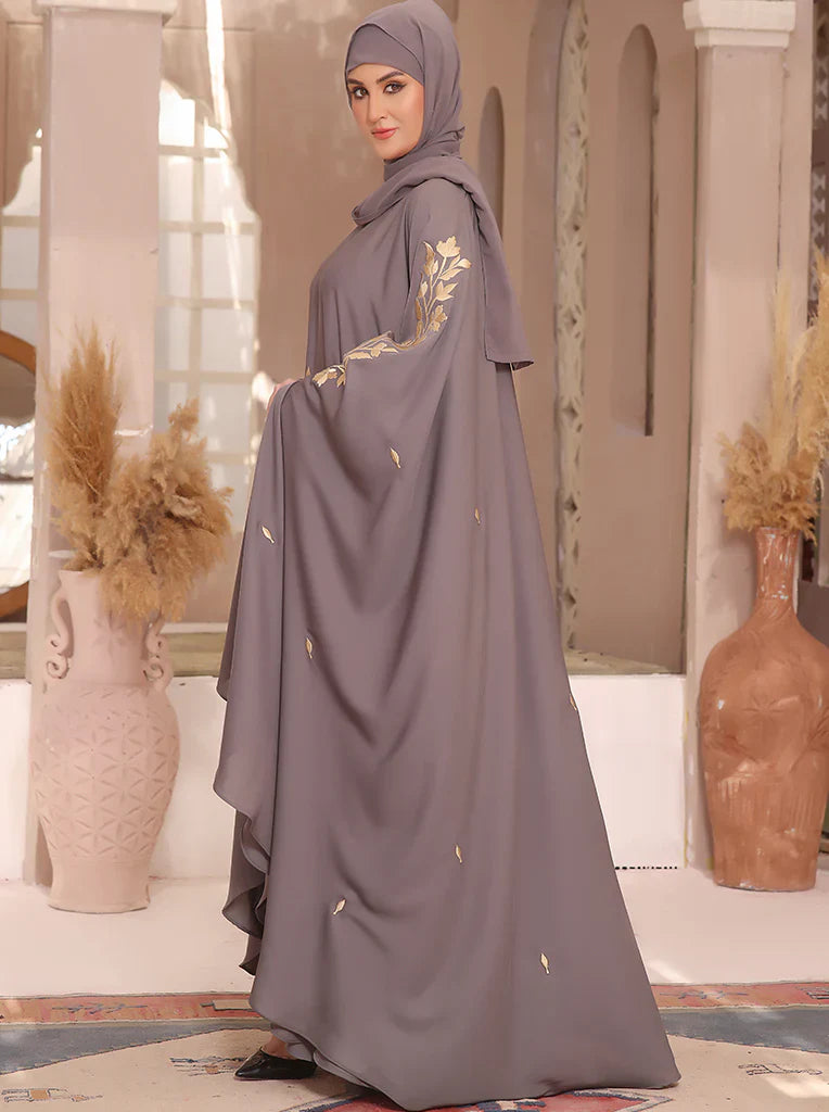 Graceful Taupe Embroidered Abaya