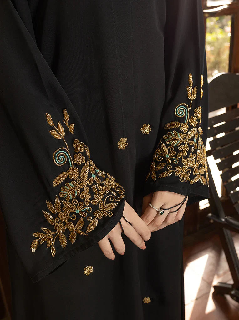 Regal Black Embroidered Abaya