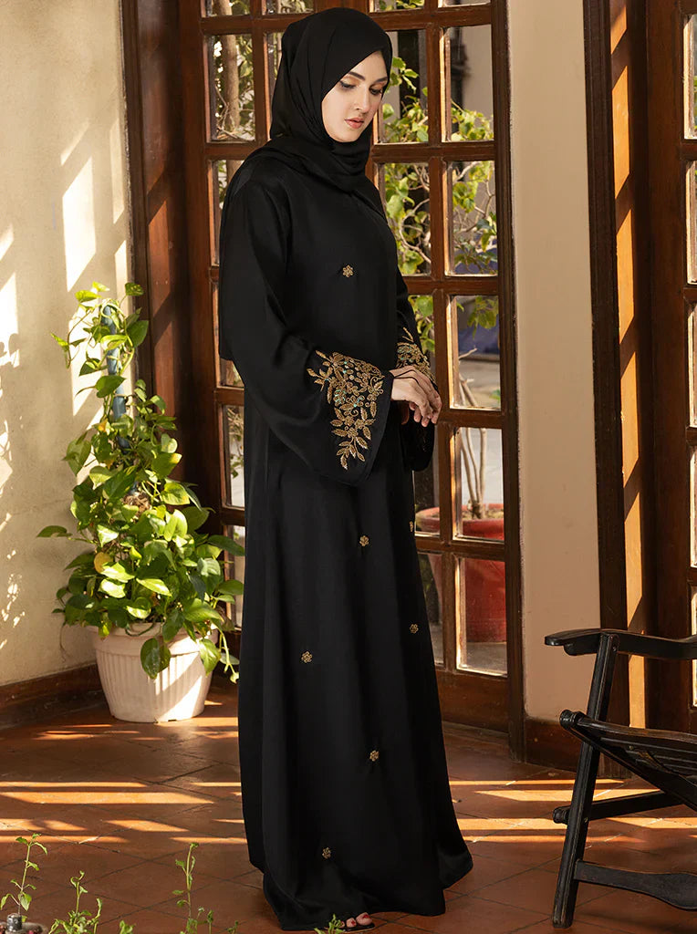 Regal Black Embroidered Abaya