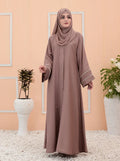 Elegant Taupe Pearl-Embellished Abaya