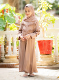 Elegant Ruffle Detailing Abaya in Soft Nude