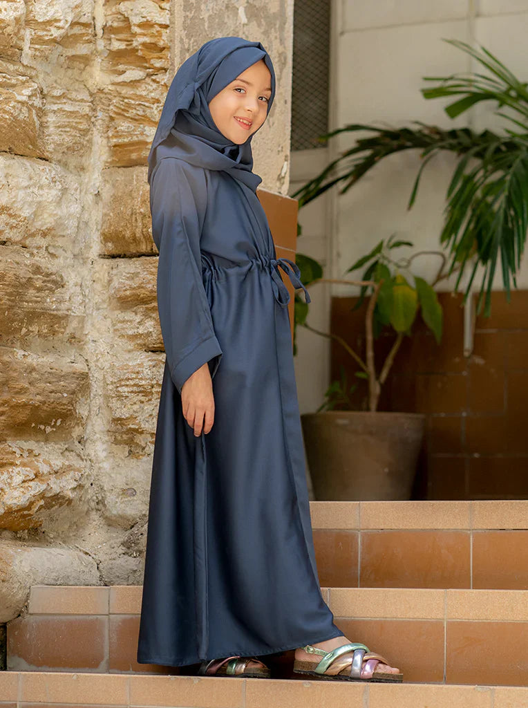 Elegant Satin Abaya with Drawstring Waist