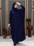Elegant Navy Blue Oversized Abaya with Button Detailing