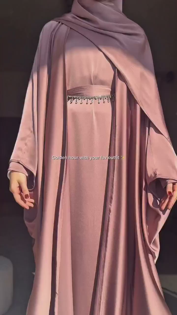 Pinterest Premium Silk 5pcs Abaya Set
